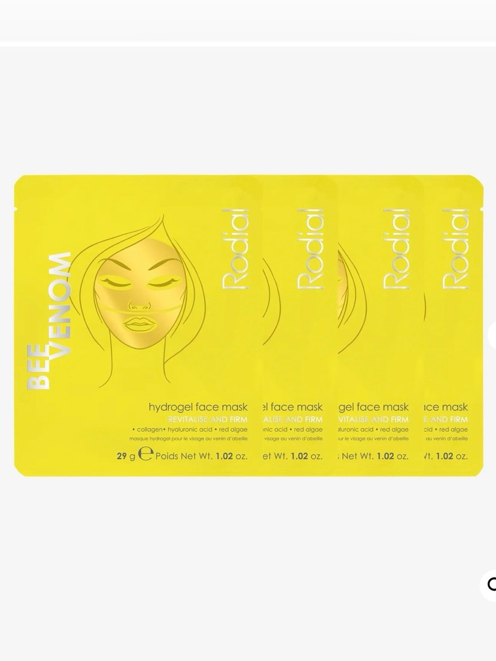 RODIAL Bee Venom Hydrogel Face Mask Box of 4 BRAND NEW/SEALED